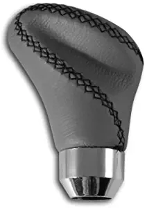 Akhan sK876 nouveau design-pommeau de levier de vitesse en cuir synthÃtique de qualitÃ supÃrieure avec une couture ornementale noire (gris)