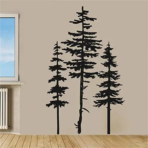 Pine Trees Set of Three Vinyl Home Decor Wall Decal Sticker