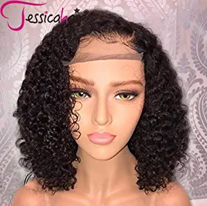 Jessica Hair 13x6 Lace Front Wigs Human Hair Wigs For Black Women Curly Brazilian Virgin Hair Glueless with Baby Hair (12 inch with 150% density)