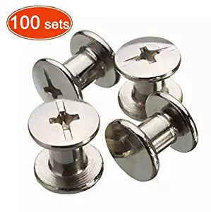 Chicago Binding Screws Sex Bolt Barrel nut Barrel Bolt Post Screw Phillips/Cross Head, Suitable for All Kind of Art and Leather, Made of Stainless Steel Never Rust, Length 1/4" 100sets
