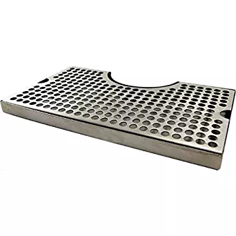 12" Surface Mount Kegerator Drip Tray - Stainless Steel - No Drain - Tower Cut Out