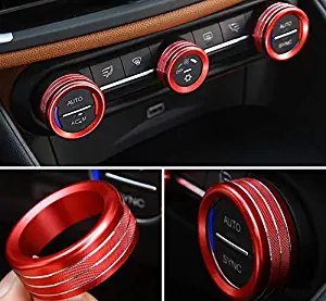 Yuwaton Car Interior Trim Air Conditioner Knob Cover fit for Alfa Romeo Giulia Stelvio Accessories (red)