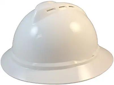 MSA Advance Full Brim Vented Hard Hats with 4 Point Ratchet Suspensions White