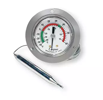 Cooper-Atkins 6142-58-3 Vapor Tension Panel Thermometer with Front Flange, NSF certified, 20" Capillary Length, -40/60°F Temperature Range