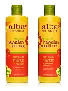 Alba Botanica Naturals Hawaiian Hair Wash Moisturizing Mango and Hawaiian Hair Conditioner Mango Moisturizing Bundle With Pineapple Extract, Quinoa Seed, Mango and Ginger Extract, 12 fl. oz. Each