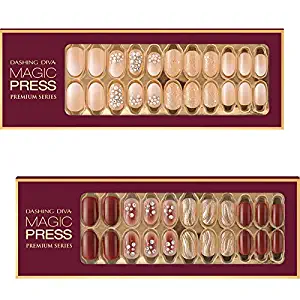 [DASHING DIVA–Nails with Big Stone]Premium Magic Press SUPER SLIM FIT-White Holiday+Glam Wave 240+GMC(2Different Designs 30strips+30strips in 12sizes) OVAL TYPE