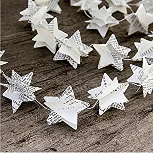 Since Pack of 4 Book Pages Recycled Book Garland Newspaper Star Garland Bunting Party Holiday Christmas Nursery Banner Wedding Garland Decor
