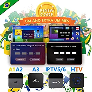 IPTV Brazil Brasil TV Box Renew Code, Activation Code for A1/A2/A3/ HTV/IPTV 5 6 8/ King 5/6, NOT IPTV 6+, Subscription 16-Digit Renew Code,One Year，TV Box Brazil Code