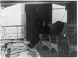 Photography Poster - Admiral Robert E. Koontz(?) on the President's yacht Mayflower today. In the background is shown the elevator, Gloss finish, 24"x18"