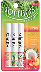 Softlips Limited Edition Tropical Flavors Set: Peach Passion, Tropical Coconut, Watermelon (3 Sticks)