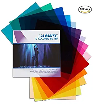 La Babite 11 x 8.7-Inches Pack of 10 Colored Overlays Transparency Color Film Plastic Sheets Correction Gel Light Filter Sheet,10