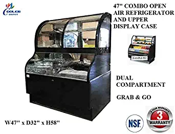 47" Wide Grab And Go Open Air Combo Refrigerator Display Cooler Merchandiser 2 Compartment - FGO48 - ETL NSF Warranty