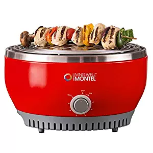 Living Well With Montel MWSG01 Smokeless Indoor Barbeque Grill, Red