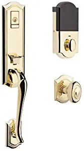 Baldwin 85337.BENTR Evolved Bethpage Single Cylinder One-Piece Handleset with 50, Lifetime Polished Brass