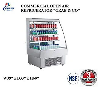 39" Wide Grab and Go Open Air Refrigerator Display Cooler Merchandiser - RTS-380L - ETL Warranty