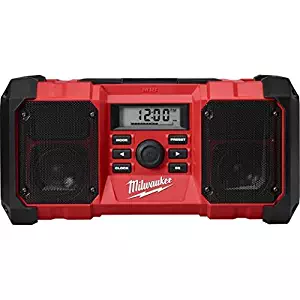 Milwaukee 2890-20 18V Dual Chemistry M18 Jobsite Radio with Shock Absorbing End Caps, USB 2.1A Smartphone Charging, and 3.5mm Aux Jack