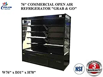 76" Wide Open Air Refrigerator Display Cooler Merchandiser Grab And Go - BLF-2080 - ETL NSF Warranty
