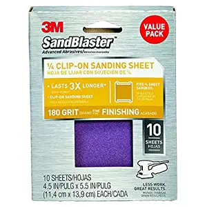 3M SandBlaster 99662ES 180-Grit Palm Sander Sheets, 10-Pack