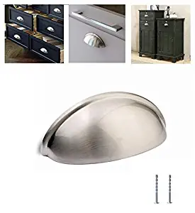 Kullavik 10-Pack Satin Nickel Mordern Cabinet Hardware 3-11/16" (93mm) Bin Cup Drawer Handle Pull, 3" Inch (76mm) Hole Centers