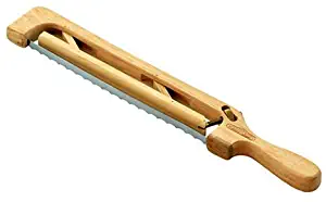 Mountain Woods Brown Oak Adjustable Right Handed Fiddle Bow Bread Knife | Bagel Slicer - 16" x 2.5" x 1"