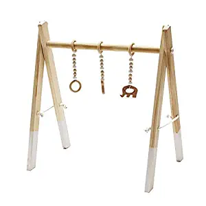 Baby Gym Accesories Wooden Activity Play Center for Infants Hanging Toys and Frame Made from Real Wood Exclusive Newborn Room Decor Baby Shower Gift for Boys and Girls