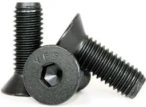 Socket Flat Countersunk Head Cap Screw, DIN 7991, M3-0.5 x 8mm, Alloy Steel Metric Class 12.9, Black Oxide, Hex Socket (Quantity: 100) Full Coarse Thread M3 x 8mm Length