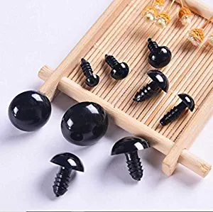 100pcs Assorted Sizes Black Plastic Safety Eyes with Washers for Toy DIY Teddy Bear Animal Plush Doll Puppet Crafts Diameter:3/4"(19mm)