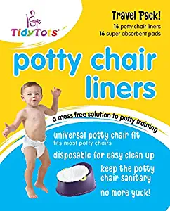 TidyTots Disposable Potty Chair Liners | Travel Pack of 16 Liners + 16 Absorbent Pads | Use Bags with Potty Training Portable Toilet for Toddlers & Kids | Universal Fit