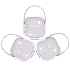 purifyou PurePouch BPA-Free Nipple Shield Case & Pacifier Case, Set of 3, with Free Mesh Sack (Set of 3, Clear)