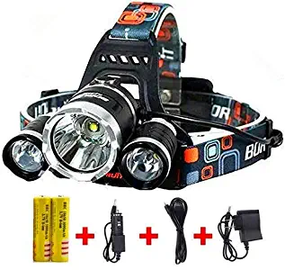 Best Headlamp Flashlight 12000 LM, Bright Headlight Hard Hat Light Head Lamp Rechargeable Helmetlight with Improved CREE Led Waterproof 4 Modes for Camping Outdoor sports Security Light(Silver)