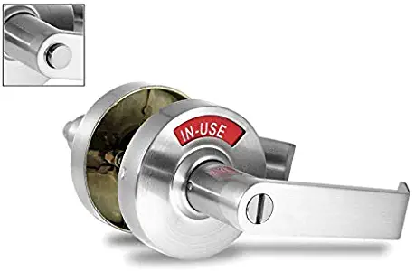 VIZILOK ADA Compliant Privacy Indicator Lock C5FN-R - Commercial Grade Right Handed Non Reversible in-USE or Vacant Occupancy Indicator Push Button Lock and Lever - Satin Nickel
