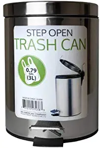 jjj Trash Can Chrome Step On Step Open 3 Liter/ 0.8 Gallon Round.