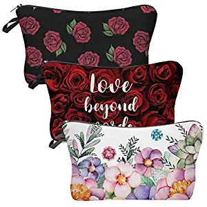 Cosmetic Bag Cartoon Printing Makeup Bag Travelling Case (Flowers)