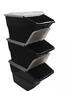 WTM BBCL- Three Pack of StackableBins with HingedLids 24 Quart Size (pack of 3)