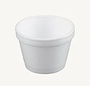 Dart 4J6, 4-Ounce Customizable White Foam Cold And Hot Food Container with White Plastic Flat Vented Lid, Dessert Ice-Cream Yogurt Cups, Sauce Dressing Containers with Matching Covers (50)