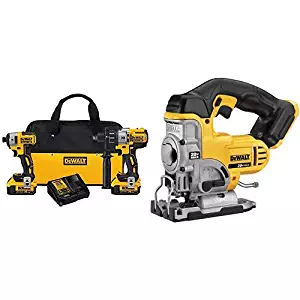 DEWALT DCK299M2 20V MAX XR 4.0Ah Premium Cordless Hammerdrill & Impact Driver Combo Kit with DCS331B 20-Volt MAX Li-Ion Jig Saw(Tool Only)