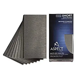 Aspect Peel and Stick Backsplash 3inx6in Brushed Stainless Short Grain Metal Tile for Kitchen and Bathrooms