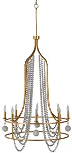 Gabby Home Neville Vintage Gold and Distressed Ivory Eight-Light Chandelier