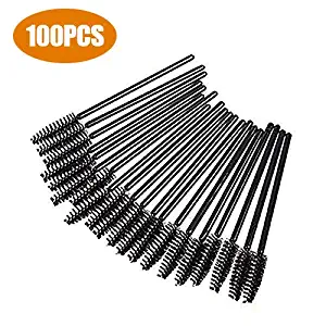 100PCS Eyelash Applicator Brush,Disposable Eyelash Mascara Brushes Wands Applicator Eyebrow Brush, Eyelash Extension Supplies (Black)