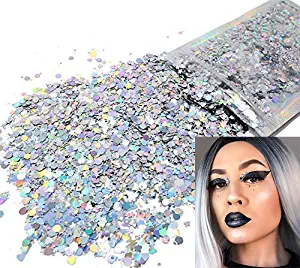10 Grams - Silver Holographic Cosmetic Glitter - Festival Rave Beauty Makeup Face Body Nail