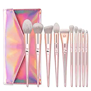 Makeup Brushes,10pcs Rose Gold Makeup Brushes Set For Women Daily Powder Eyeshadow Foundation Concealer Eyebrow Blending Brush Cosmetic Brush Kit Make-up Tools Shinny Bag