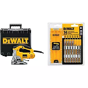 DEWALT DW331K 6.5 Amp Top Handle Jig-Saw with DEWALT DW3742C 14-Piece T-Shank Jig Saw Blade Set with Case