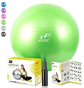 RitFit Super Deal, 2000lbs Exercise Stability Ball, Anti Burst for Pilates Yoga Gym Fitness and Balance, Hand Pump and Workout Guide Included,Gym Quality and Phthalate Free