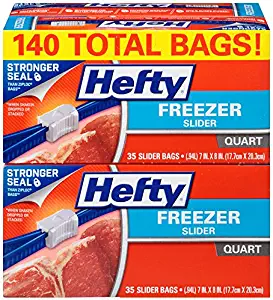 Hefty Slider Freezer Bags, Quart Size, 140 Count