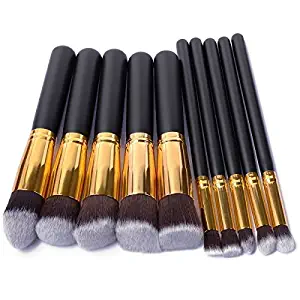 ARALOR Makeup Brushes Set 10pcs Cosmetic Brush Foundation Blending Blush Concealer Eye Face Lip Brushes for Powder Liquid Cream Complete Makeup Brush Kit Synthetic Bristles