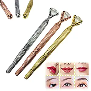 Manual Tattoo Eyebrow Pen For Semi Permanent Makeup Supplies with Crystal Diamond,Makeup Eyebrow Microblading Pencil,With Lock-Pin Tech & Ergonomic Grip -Shape Brows Fuller & Lush, 3PCS