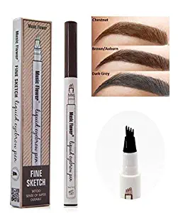 Eyebrow Tattoo Pen Microblading Eyebrow Pencil with a Micro-Fork Tip Applicator Creates Natural Looking Brows Effortlessly and Stays on All Day(2 pc/set,Reddish Brown) (Chestnut)