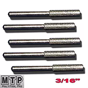 MTP Tm 5pc 3/16" Diamond Chainsaw Sharpener Burr Stone File Fits Dremel 1453 Craftsman Chicago Black & Decker