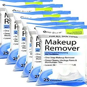 Nu-pore Makeup Remover, Cleansing and Moisturizing Wet 25 Towelettes (Pack of 6)