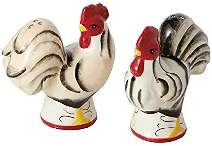 DII Design Imports Ceramic Salt & Pepper Shakers (Roosters)